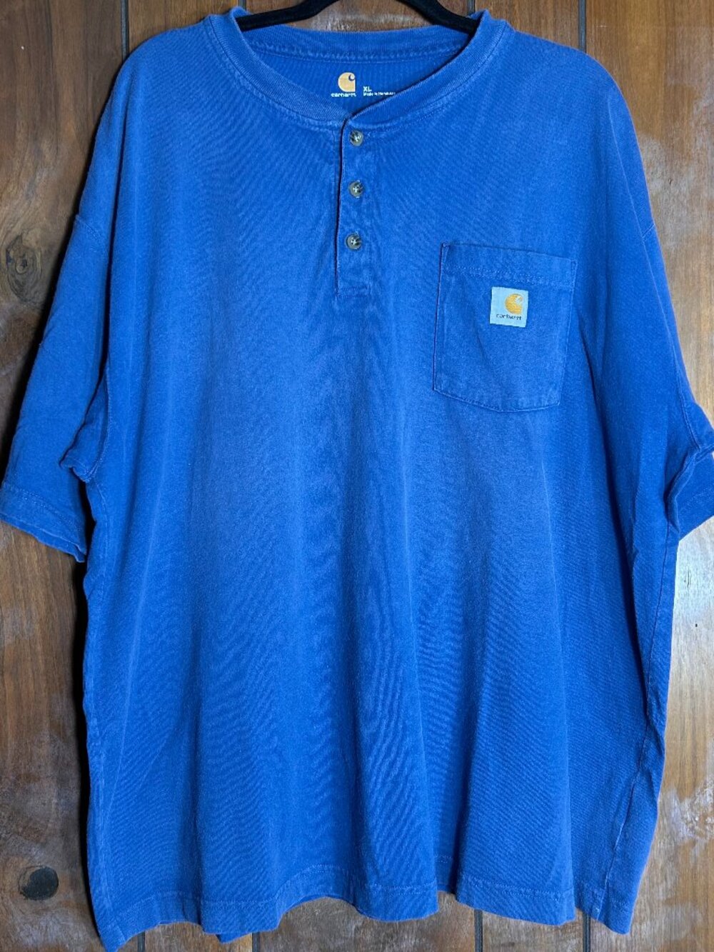 Carhartt Blue Cotton Henley T Shirt Sz XL Casual Top Classic Basics Heavyweight